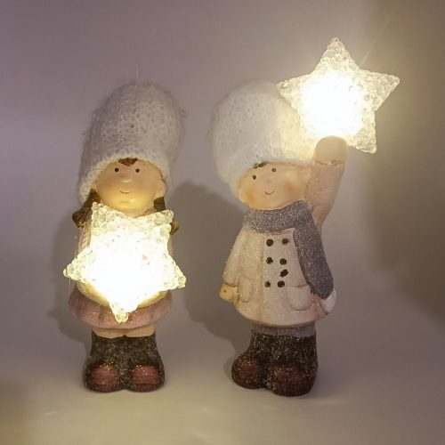 Téli gyerek figura Led-es csillaggal