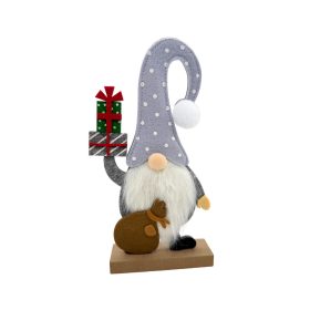 Manó karácsonyi dizájn filcből, fa talpon 14x4x26cm