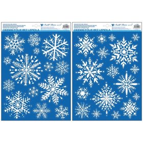   Ablakmatrica karácsonyi csillámos hópihés motívumok 29x41cm