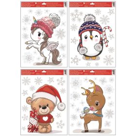 Ablakmatrica színes nagy karácsonyi mintával 30x42cm 