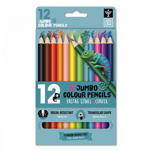 Ars Una 12 színű, háromszögletű színes ceruza készlet, Jumbo