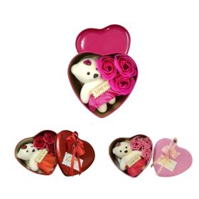 Szív fém dobozban maci és rózsák 