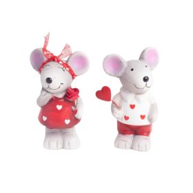 Egér figura pöttyös lány-fiú, szíves