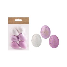 Húsvéti tojás lila-fehér 6cm-es 6db-os 