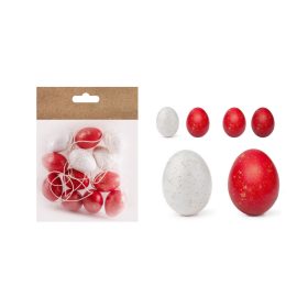 Húsvéti tojás piros-fehér 4cm-es 12db-os 