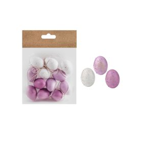 Húsvéti tojás lila-fehér 4cm-es 12db-os 