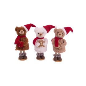 Karácsonyi textil álló maci 17 cm