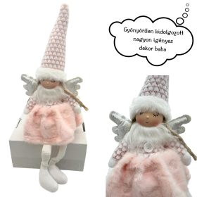 Textil angyal rózsaszín,ezüst 47cm
