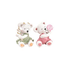 Karácsonyi polyresin nyalókás maci 6cm