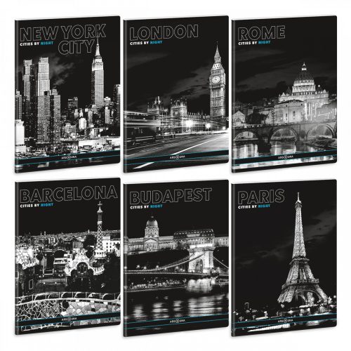 Ars Una Cities by Night A/5 extra kapcsos füzet-négyzethálós