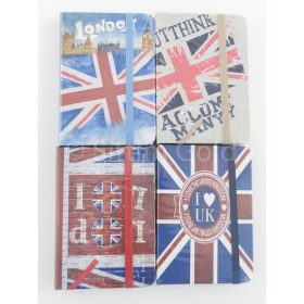 Notesz A/7 vonalas, fekete, angol minta