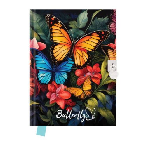 Emlékkönyv lakatos, sima 80 lapos Butterfly