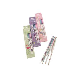 Ceruza grafit, radíros végű, 12db-os, vegyes mintával