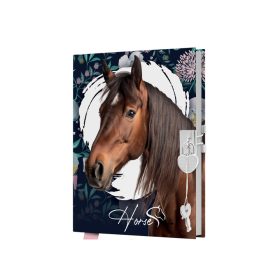 Emlékkönyv lakatos, sima 80 lapos Ló glitteres