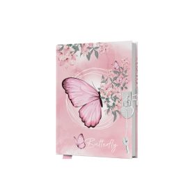 Emlékkönyv lakatos, 80lapos sima Pillangós glitteres