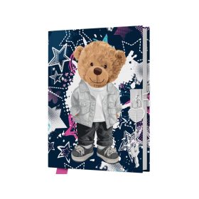 Emlékkönyv lakatos, 80lapos sima Teddy mackó glitteres