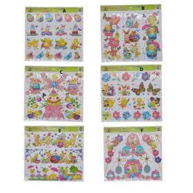   Ablakmatrica Húsvéti glitteres 30x28cm nyuszi,tojás,csibe,tavasz,virág