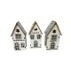 Fa dekor ház akasztható 3x7cm 3db-os ezüst