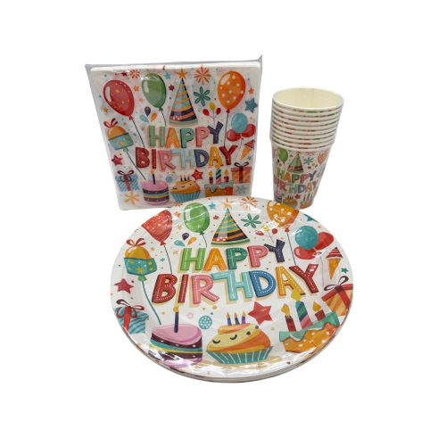 Party szett (tányér 10db,pohár 10db,szalvéta 20db)