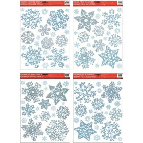 Ablakmatrica csillámos hópelyhek 30x42 cm