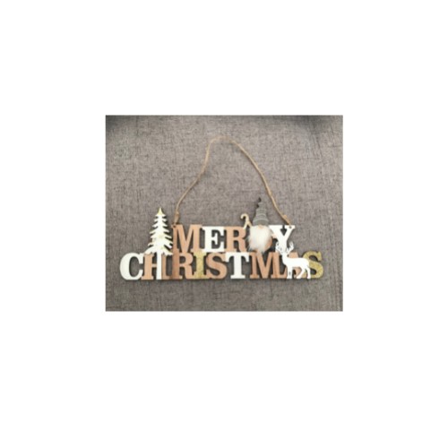 Fa dekoráció Merry Christmass felirat akasztható dísz aranyozott