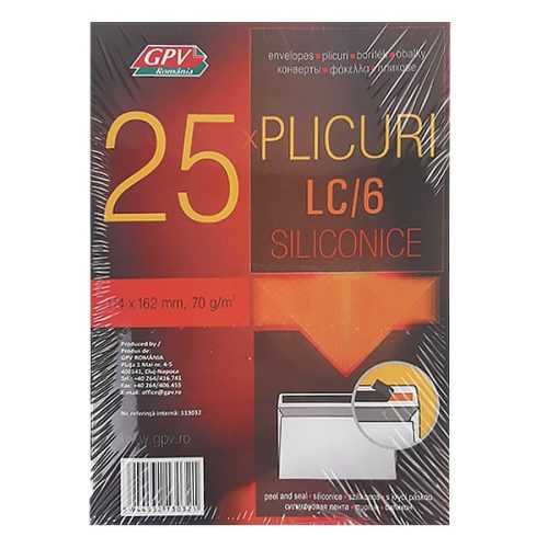 Boríték GPV LC/6 öntapadós bélésnyomott 114x162mm 25 darabos