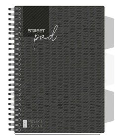   Spirálfüzet vonalas STREET Pad A/5 100 lapos regiszteres fekete