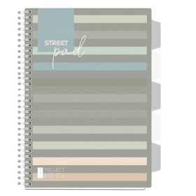   Spirálfüzet vonalas STREET Pad A/4 100 lapos regiszteres sötét csíkos