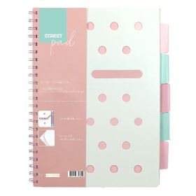   Spirálfüzet vonalas STREET Pad A/4 100 lapos regiszteres pasztell rózsaszín
