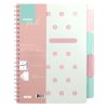 Spirálfüzet vonalas STREET Pad A/5 100 lapos regiszteres pasztell rózsaszín