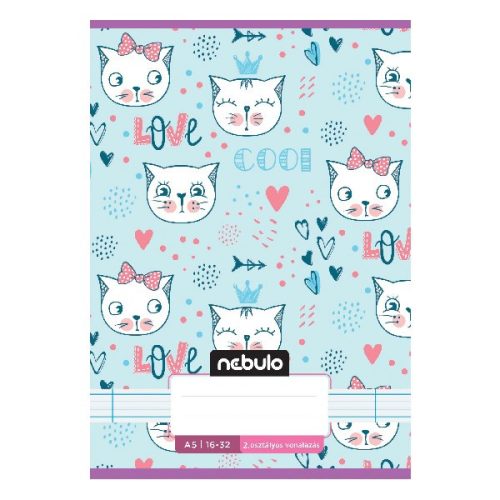 Füzet vonalas NEBULO A/5 32 lapos 16-32 2.osztályos Cuki 16 darabos