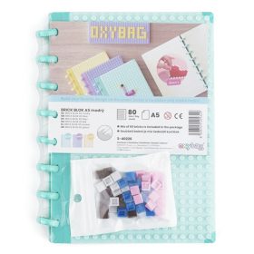 Spirálfüzet vonalas OXY lego design A/5 80 lapos kék