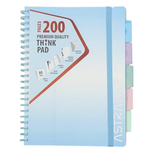 Spirálfüzet vonalas ASTRA PAP A/4 100 lapos perforált színregiszteres Ombre Pasztell