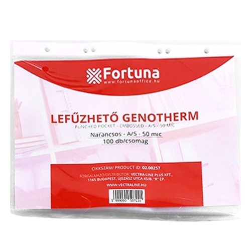 Lefűzhető genotherm FORTUNA A/5 50 mikron narancsos 100 db/csomag