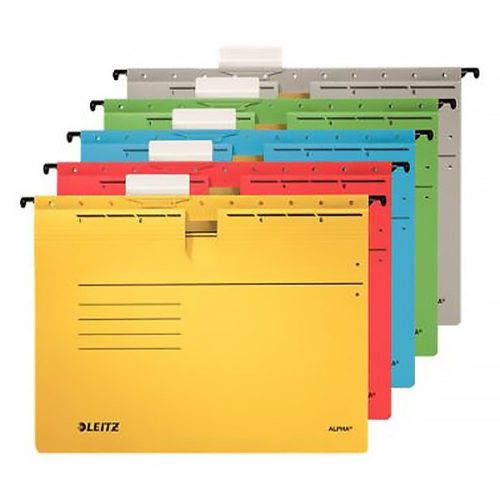 Függőmappa gyorsfűző szerkezettel LEITZ Alpha A/4 karton piros 25 darabos