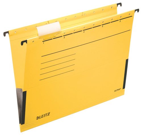 Függőmappa oldalvédelemmel LEITZ Alpha Standard A/4 karton sárga 25 darabos