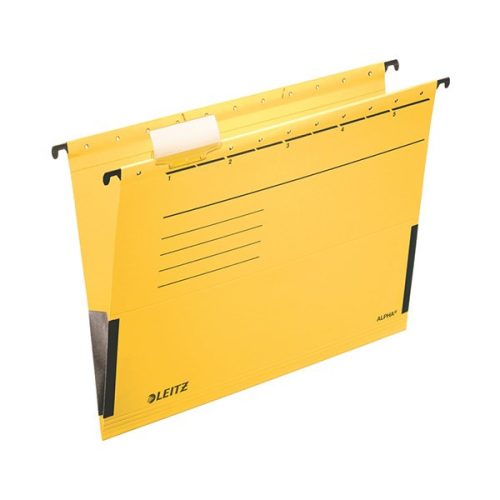 Függőmappa oldalvédelemmel LEITZ Alpha Standard A/4 karton sárga 25 darabos