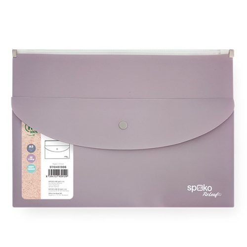 Irattasak SPOKO ReLeaf PP A/5 cipzáras és DL patentos SoftTouch lila