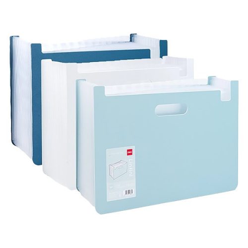 Irattartó asztali DELI Linfini A/4 fekvő harmónikás 13 rekeszes vegyes pasztell színekben