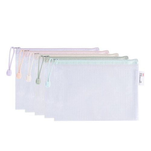 Irattasak DELI Colorful A/5 cipzáras háló mintás vegyes pasztell színekben