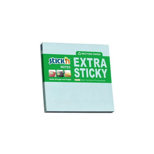 Öntapadó jegyzettömb STICK'N extra erős 76x76mm újrahasznosított pasztell kék 90 lap