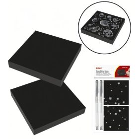   Öntapadós jegyzettömb szett EAGLE 75x75mm fekete 2db öntapadós jegyzettömb 2db ezüst tollal