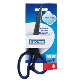 Olló irodai DONAU Soft Grip 16,5cm fekete-kék