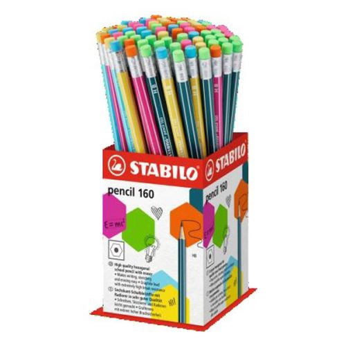 Grafitceruza display STABILO Pencil 160 HB hatszögletű radíros 72 darabos