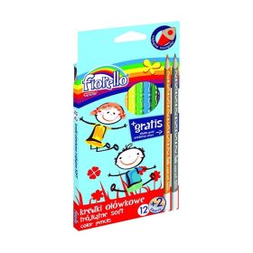 Színes ceruza FIORELLO háromszögletű 12+2 darabos