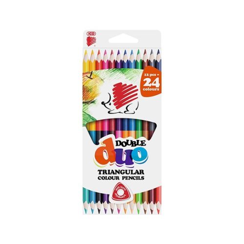 Színes ceruza ICO Süni Duo háromszögletű kétvégű 12 színű