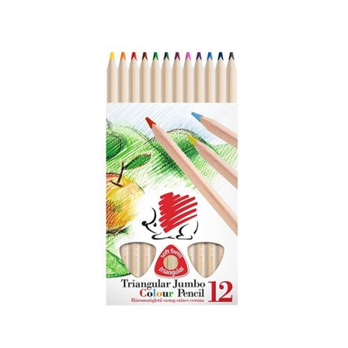 Színes ceruza ICO Süni háromszögletű vastag natúr fa 12 darabos
