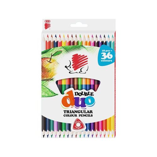 Színes ceruza ICO Süni Duo háromszögletű kétvégű 18 színű