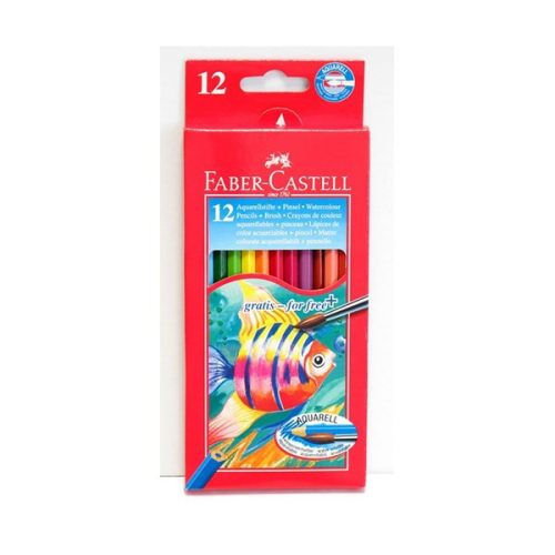 Színes ceruza FABER-CASTELL Aquarell hatszögletű 12 darabos+ecset