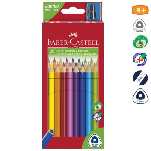 Színes ceruza FABER-CASTELL Junior háromszögletű 20 darabos